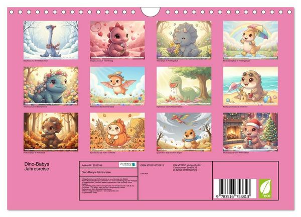 Produktbild: Dino-Babys Jahresreise (Wandkalender 2027 DIN A4 quer), CALVENDO Monatskalender