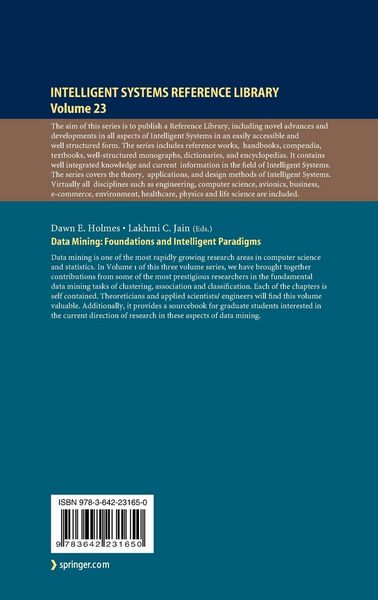 Produktbild: Data Mining: Foundations and Intelligent Paradigms
