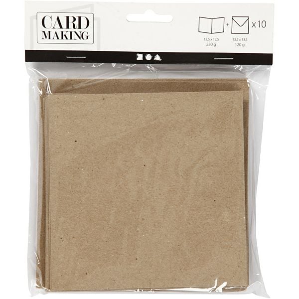 Produktbild: Creativ Company Karten & Kuverts, Kartengr&ouml;&szlig;e 12,5x12,5 cm, Umschlaggr&ouml;&szlig;e 13,5x13,5 cm, Natur, 10er Set