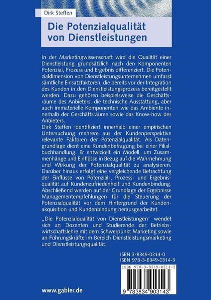 Produktbild: Die Potenzialqualit&auml;t von Dienstleistungen