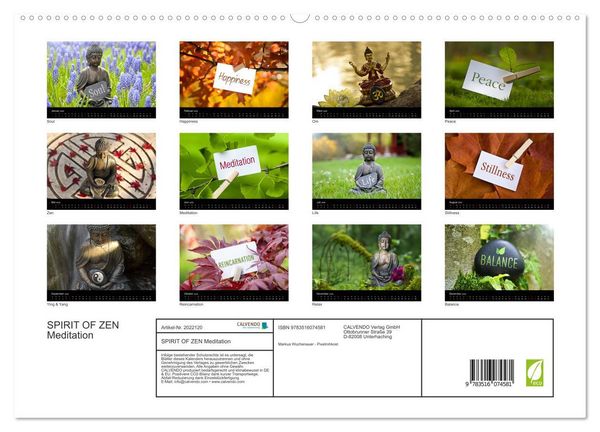Produktbild: SPIRIT OF ZEN Meditation (hochwertiger Premium Wandkalender 2026 DIN A2 quer), Kunstdruck in Hochglanz