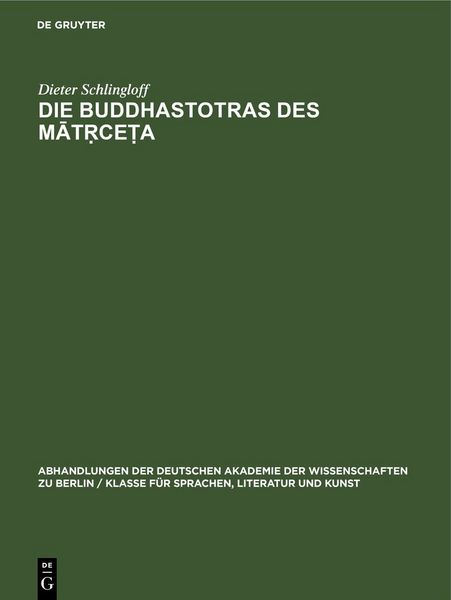 Produktbild: Die Buddhastotras des Mātṛceṭa
