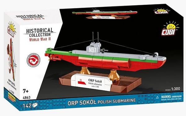 COBI Historical Collection 4863 - ORP Sokól Polish Submarine, WWII, Bausatz 1:300, 142 Klemmbausteine