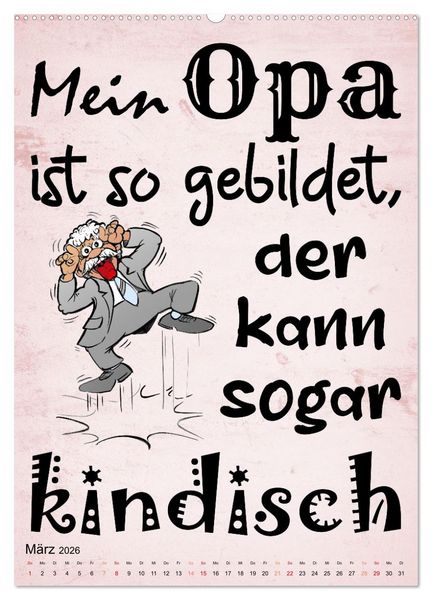 Produktbild: Opa ist der Coolste (Wandkalender 2026 DIN A2 hoch), CALVENDO Monatskalender