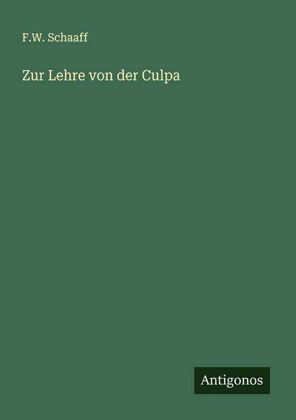 Produktbild: Zur Lehre von der Culpa
