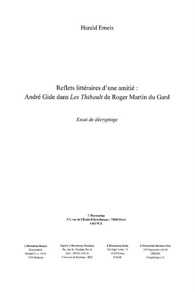 Produktbild: Reflets litteraires d'une amitie
