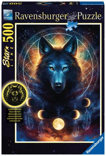 Puzzle Ravensburger Leuchtender Wolf Starline 500 Teile