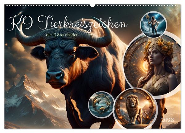 Produktbild: KI Tierkreiszeichen (Wandkalender 2026 DIN A2 quer), CALVENDO Monatskalender