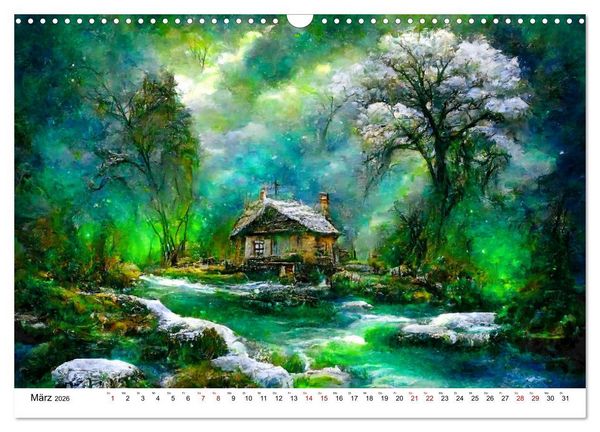 Produktbild: Fantasie Cottages - Ein Jahr durch die M&auml;rchenwelt (Wandkalender 2026 DIN A3 quer), CALVENDO Monatskalender