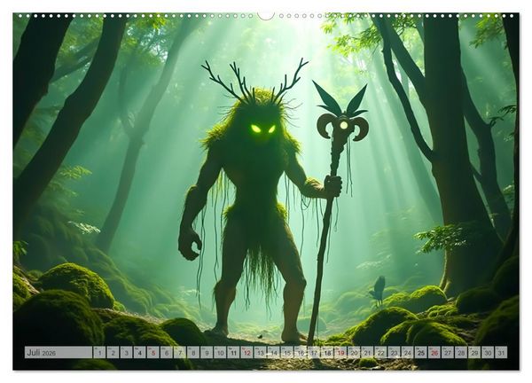 Produktbild: Afrikanische Mythologie - G&ouml;tter, Helden und Monster (hochwertiger Premium Wandkalender 2026 DIN A2 quer), Kunstdruck in Hochglanz