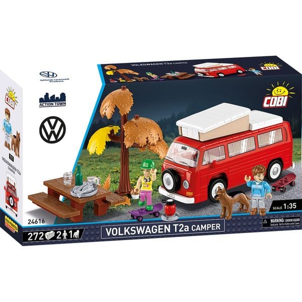 Produktbild: COBI Action Town 24616 - Volkswagen T2a Camper, Bausatz 1:35, 272 Klemmbausteine, 3 Figuren