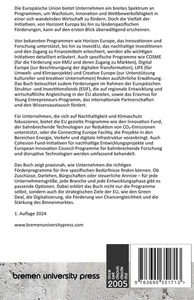 Produktbild: Aktuelle F&ouml;rderprogramme der Europ&auml;ischen Union f&uuml;r kleine und mittlere Unternehmen (2025-2027)