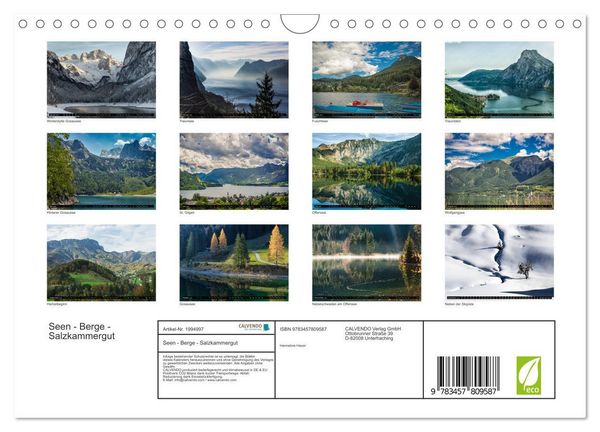 Produktbild: Seen - Berge - Salzkammergut (Wandkalender 2026 DIN A4 quer), CALVENDO Monatskalender
