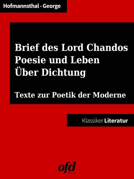 Produktbild: Ein Brief des Lord Chandos - Poesie und Leben - &Uuml;ber Dichtung