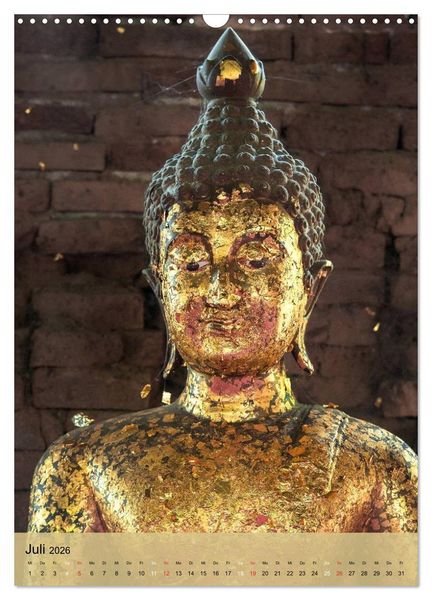 Produktbild: BUDDHA in GOLD (Wandkalender 2026 DIN A3 hoch), CALVENDO Monatskalender