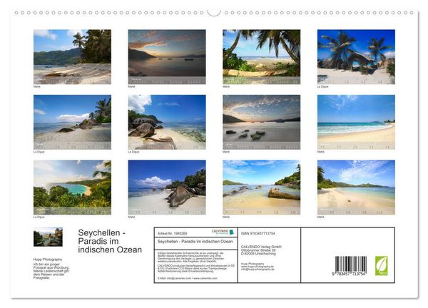 Produktbild: Seychellen - Paradis im indischen Ozean (hochwertiger Premium Wandkalender 2026 DIN A2 quer), Kunstdruck in Hochglanz