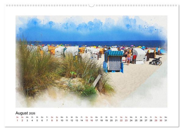 Produktbild: Ostsee Aquarelle (Wandkalender 2026 DIN A2 quer), CALVENDO Monatskalender