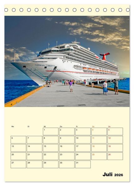 Produktbild: Kreuzfahrtschiffe - die Welt ist dein Ziel (Tischkalender 2026 DIN A5 hoch), CALVENDO Monatskalender