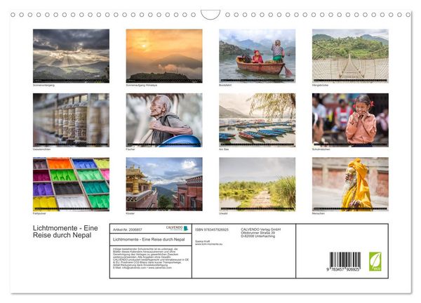 Produktbild: Lichtmomente - Eine Reise durch Nepal (Wandkalender 2026 DIN A3 quer), CALVENDO Monatskalender
