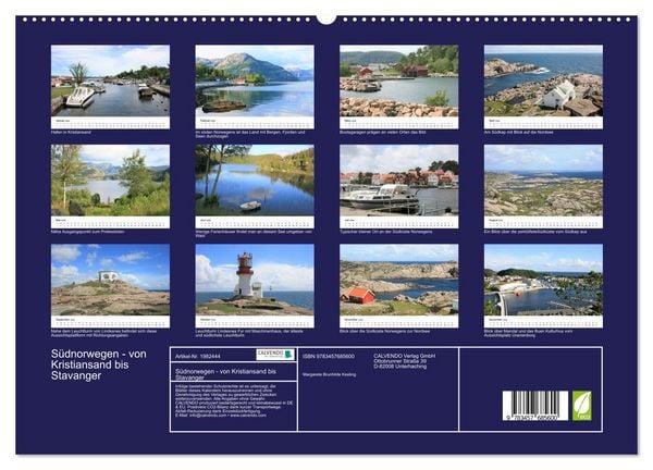 Produktbild: S&uuml;dnorwegen - von Kristiansand bis Stavanger (hochwertiger Premium Wandkalender 2026 DIN A2 quer), Kunstdruck in Hochglanz