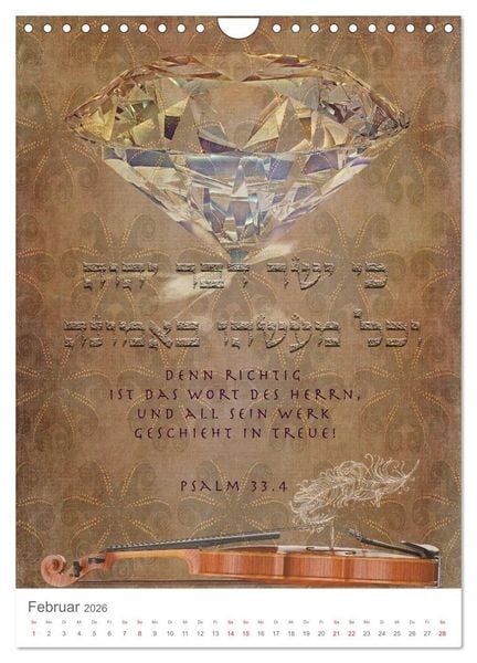 Produktbild: Psalmen Tehilim Hebr&auml;isch - Deutsch (Wandkalender 2026 DIN A4 hoch), CALVENDO Monatskalender