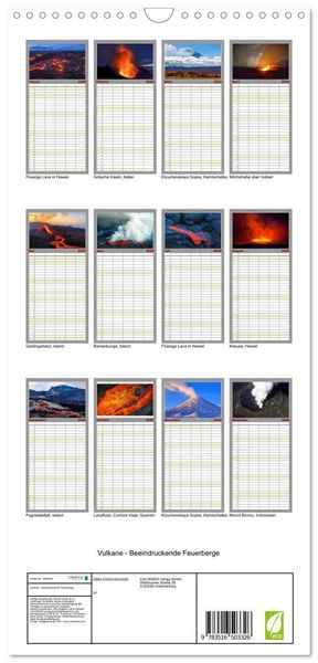 Produktbild: Familienplaner 2026 - Vulkane - Beeindruckende Feuerberge mit 5 Spalten (Wandkalender, 21 x 45 cm) CALVENDO