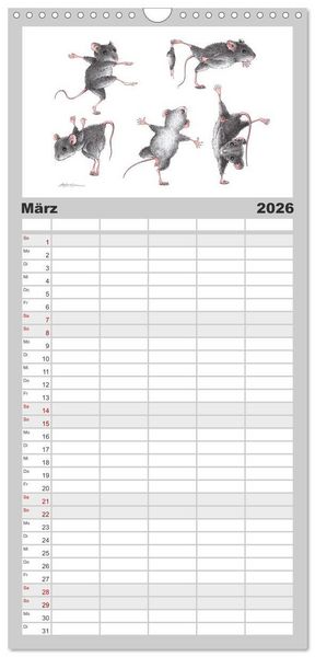 Produktbild: Familienplaner 2026 - TIERONISCH mit 5 Spalten (Wandkalender, 21 x 45 cm) CALVENDO