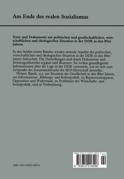 Produktbild: Die wirtschaftliche und &ouml;kologische Situation der DDR in den 80er Jahren