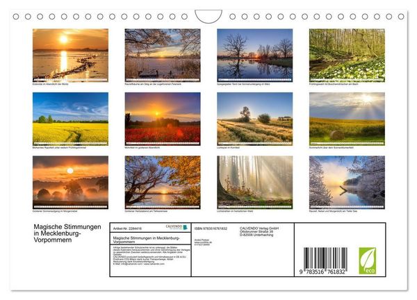 Produktbild: Magische Stimmungen in Mecklenburg-Vorpommern (Wandkalender 2027 DIN A4 quer), CALVENDO Monatskalender