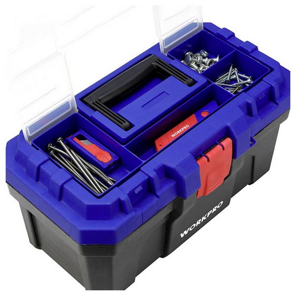 Produktbild: WorkPro WP283001 410 x 230 x 205mm Werkzeugkasten unbest&uuml;ckt Blau, Schwarz