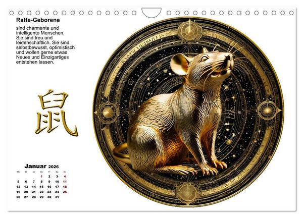 Produktbild: Chinesische Sternzeichen (Wandkalender 2026 DIN A4 quer), CALVENDO Monatskalender