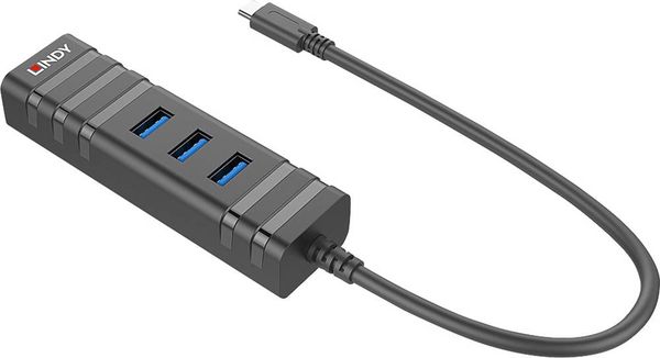 LINDY USB 3.1 Hub und GB Ethernet Adapt. 3 Port USB 3.2 Gen 1-Hub (USB 3.0) Schwarz