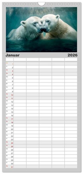 Produktbild: Familienplaner 2026 - Unzertennlich mit 5 Spalten (Wandkalender, 21 x 45 cm) CALVENDO