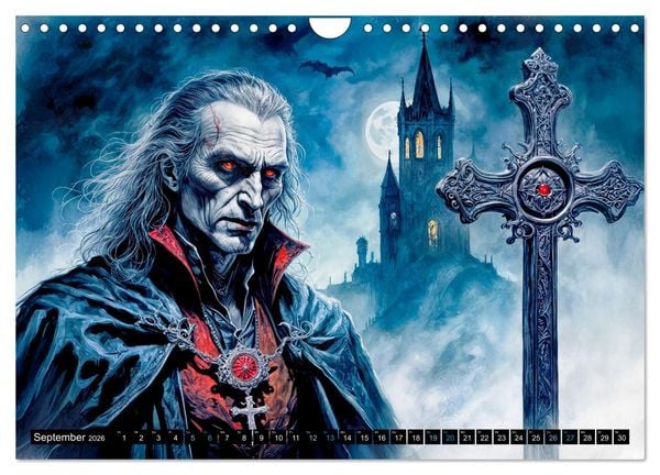 Produktbild: Finsternis der Vampire - Mystischer d&uuml;sterer Fantasy Kalender (Wandkalender 2026 DIN A4 quer), CALVENDO Monatskalender