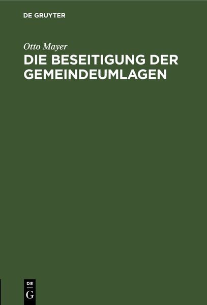 Produktbild: Die Beseitigung der Gemeindeumlagen