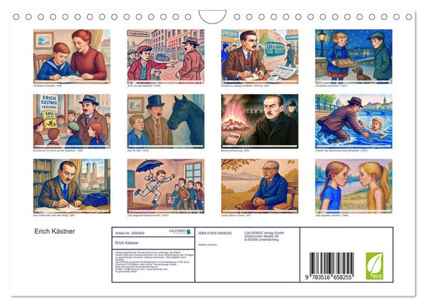 Produktbild: Erich K&auml;stner (Wandkalender 2026 DIN A4 quer), CALVENDO Monatskalender