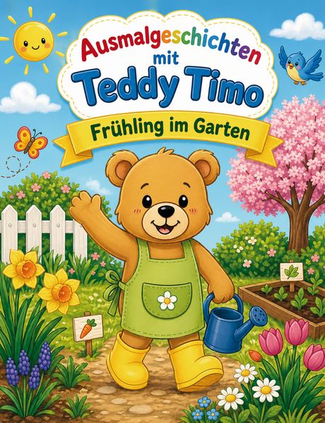 Produktbild: Ausmalgeschichten mit Teddy Timo: Fr&uuml;hling im Garten