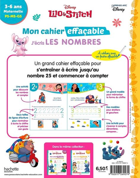 Produktbild: Lilo & Stitch : mon cahier effa&ccedil;able : j'&eacute;cris les nombres