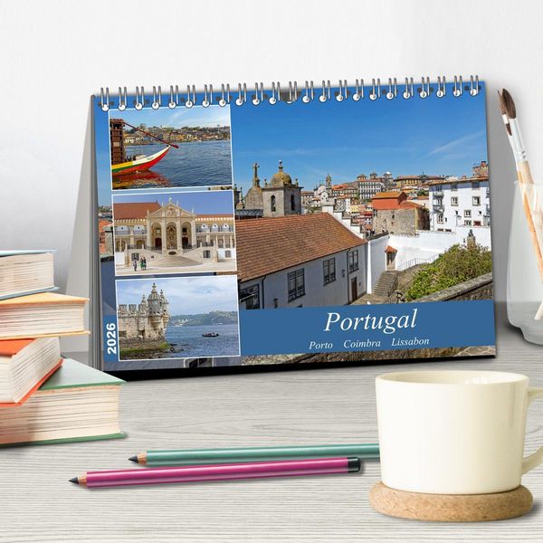 Produktbild: Portugal - Porto, Coimbra, Lissabon (Tischkalender 2026 DIN A5 quer), CALVENDO Monatskalender