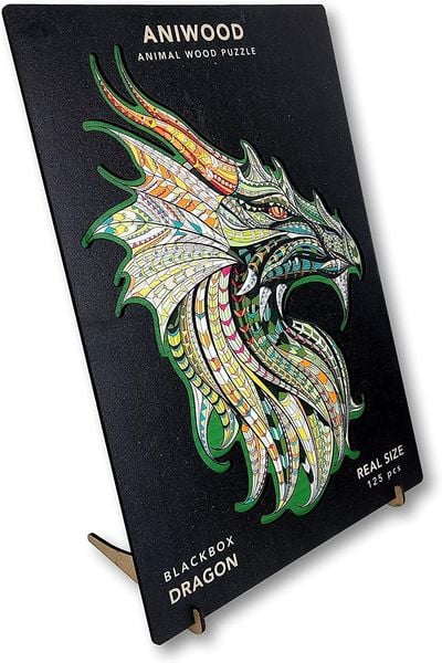Produktbild: Aniwood J2310M - Animal Wood Puzzle, Blackbox Dragon M, Drache, Holz-Puzzle 125 Teile