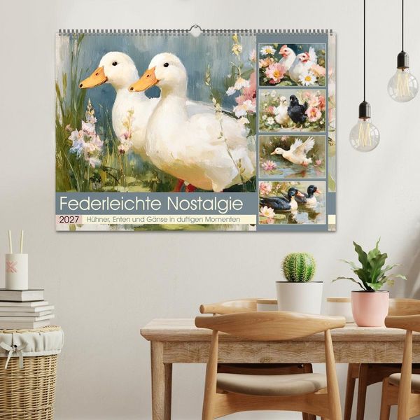 Produktbild: Federleichte Nostalgie. H&uuml;hner, Enten und G&auml;nse in duftigen Momenten (Wandkalender 2027 DIN A2 quer), CALVENDO Monatskalender