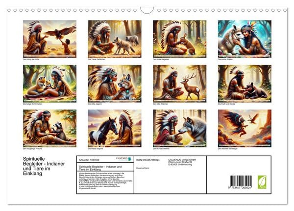 Produktbild: Spirituelle Begleiter - Indianer und Tiere im Einklang (Wandkalender 2026 DIN A3 quer), CALVENDO Monatskalender