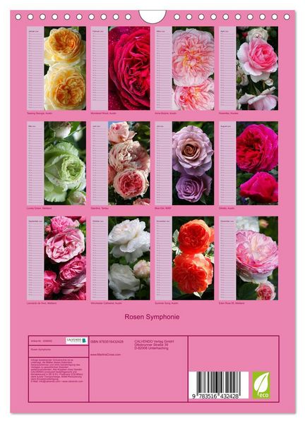 Produktbild: Rosen Symphonie (Wandkalender 2026 DIN A4 hoch), CALVENDO Monatskalender