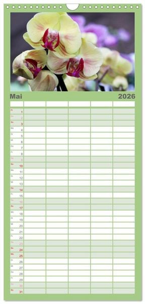 Produktbild: Familienplaner 2026 - Pr&auml;chtige Orchideen mit 5 Spalten (Wandkalender, 21 x 45 cm) CALVENDO