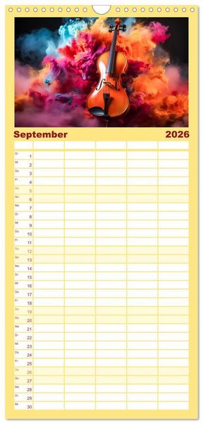 Produktbild: Familienplaner 2026 - Konzert der Farben mit 5 Spalten (Wandkalender, 21 x 45 cm) CALVENDO
