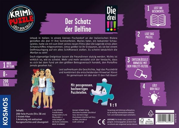 Produktbild: Krimipuzzle Die drei !!! Der Schatz der Delfine