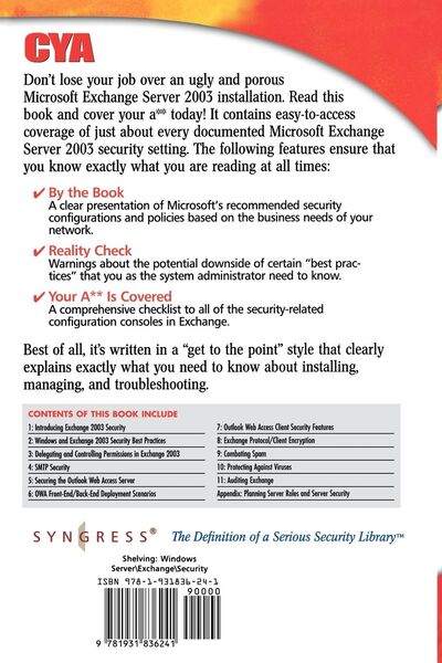 Produktbild: CYA Securing Exchange Server 2003