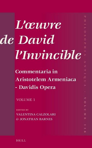 Produktbild: L'oeuvre de David l'Invincible et la transmission de la pens&eacute;e grecque dans la tradition arm&eacute;nienne et syriaque