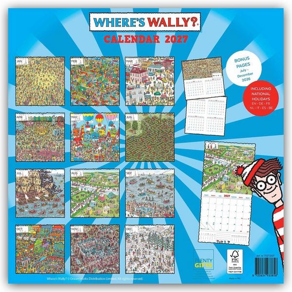 Produktbild: Where's Wally? &ndash; Wo ist Wally 2027 &ndash; Wand-Kalender &ndash; Original Plenty Gifts-Kalender [Mehrsprachig] [Kalender]