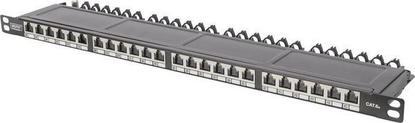Produktbild: Digitus DN-91624S-SL-EA 24 Port Netzwerk-Patchpanel 483mm (19\") CAT 6a 0.5 HE